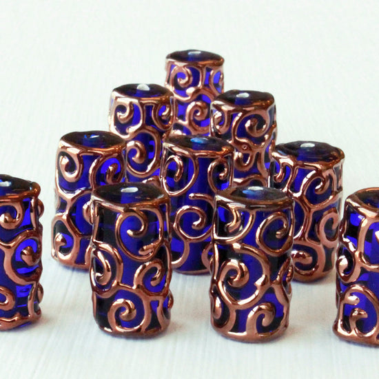 Load image into Gallery viewer, Lampwork Tube Beads - 20x10mm - Cobalt Blue - 2, 4 or 8
