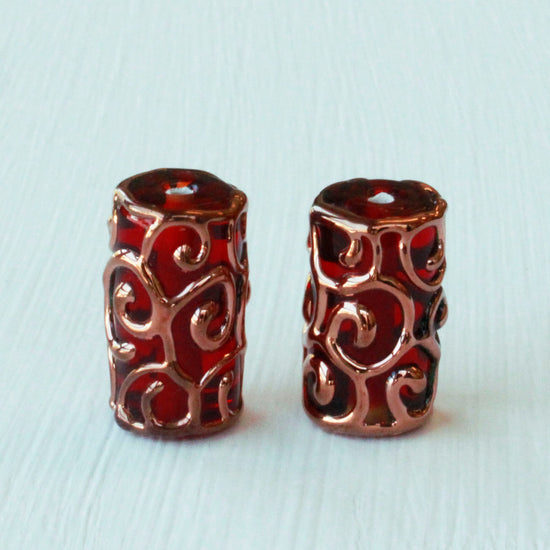 Lampwork Tube Beads - 20x10mm Tube - Red - 2, 4 or 8