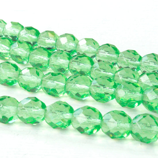 8mm and 10mm Round Glass Beads - Pastel Peridot Green - Choose Amount