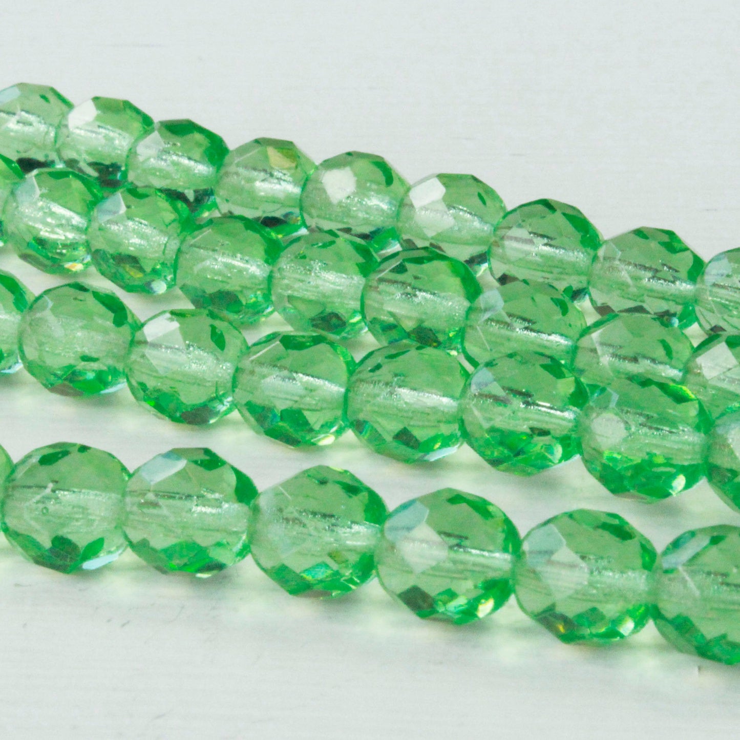 8mm and 10mm Round Glass Beads - Pastel Peridot Green - Choose Amount