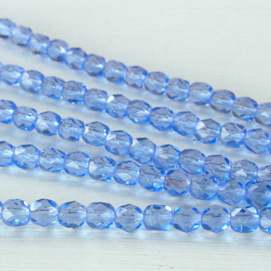 5mm and 8mm Round Glass Beads - Sapphire Blue - Choose Amount