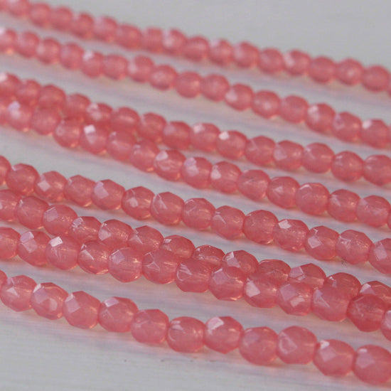 4mm Round Firepolished Beads - Pink Opaline - 30 Beads