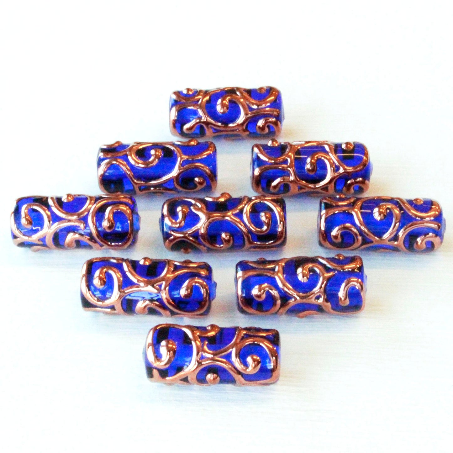 Lampwork Tube beads - 20x8mm Tube - Cobalt Blue - 2, 4 or 8