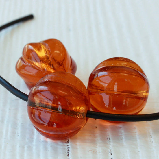 Load image into Gallery viewer, 16mm Melon Beads - Amber
