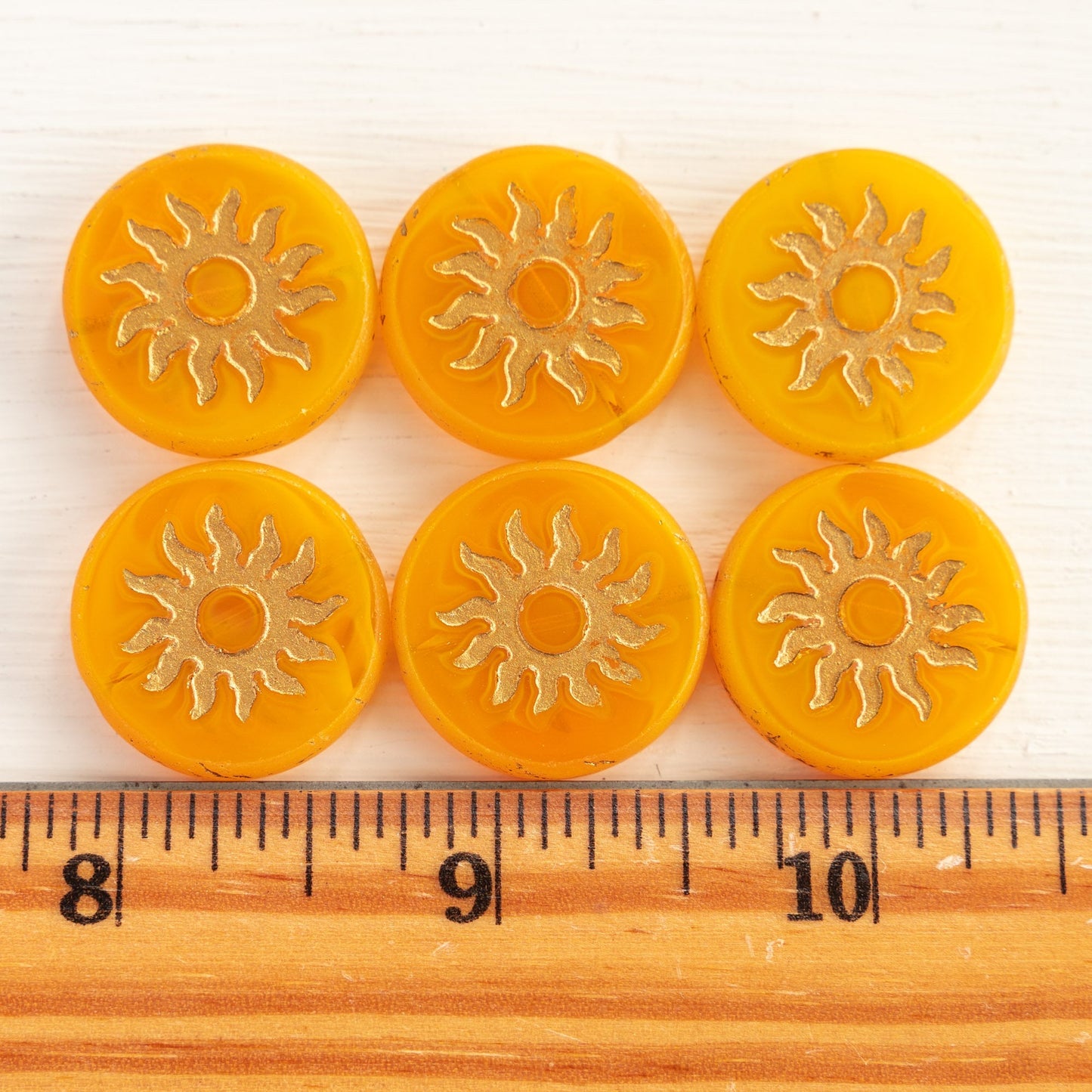 22mm Sun Coin Beads - Sunshine Yellow - 1 Bead