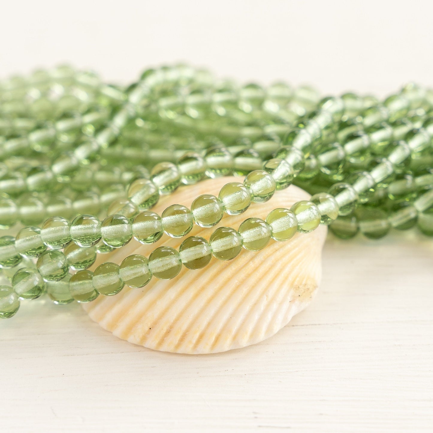 Load image into Gallery viewer, 4 Round Glass Beads - Sage Green - 100 beads
