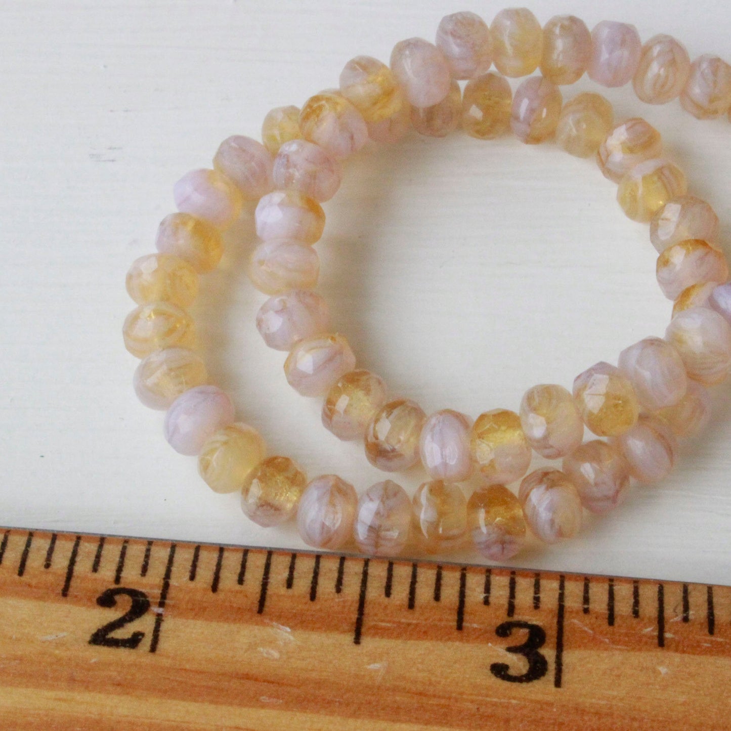 3x5mm Rondelle Beads - Pink Amber Mix - 25 Beads