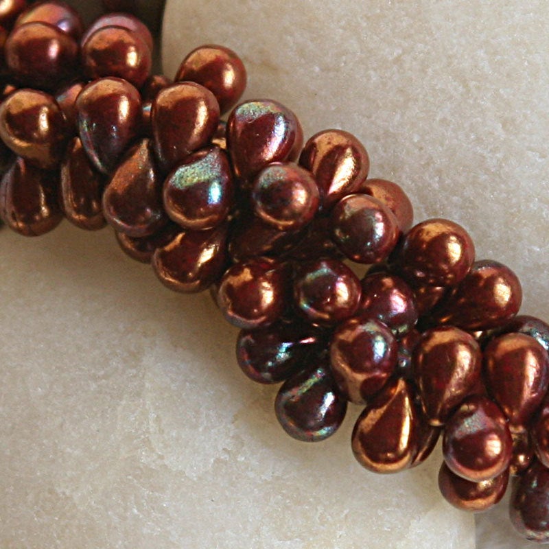 4x6mm Glass Teardrop Beads - Copper Iris - 100 Beads