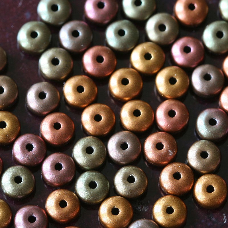 4mm Rondelle Beads - Metallic Bronze Iris - 100 Beads