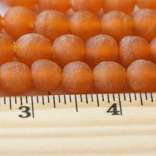 Round Glass Beads - 10-11mm  - Orange - 20 Inches