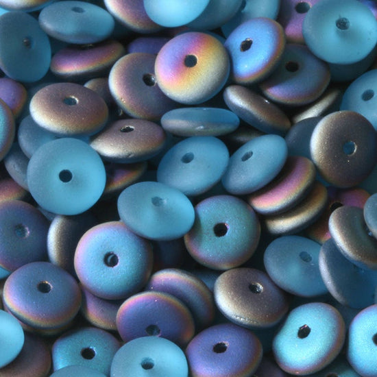 5mm, 8mm Frosted Rondelle Beads - Aqua Vitrail - Choose Size