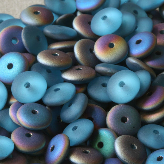 5mm, 8mm Frosted Rondelle Beads - Aqua Vitrail - Choose Size