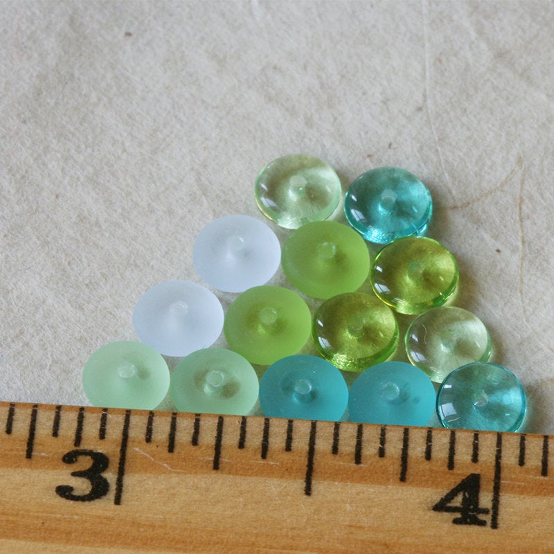 6mm Frosted Glass Rondelle - Capri Blue - 100 Beads