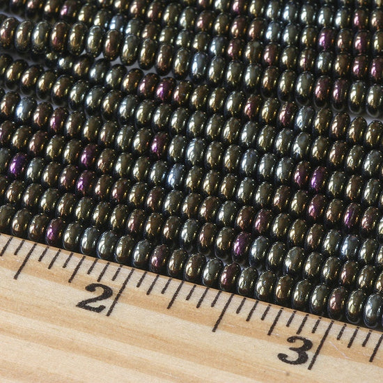 4mm Rondelle Beads - Metallic Brown Iris - 100 Beads