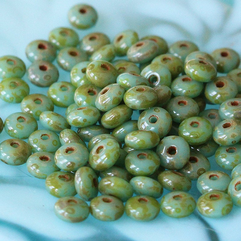 4mm Rondelle Beads - Turquoise Picasso - CHOOSE AMOUNT
