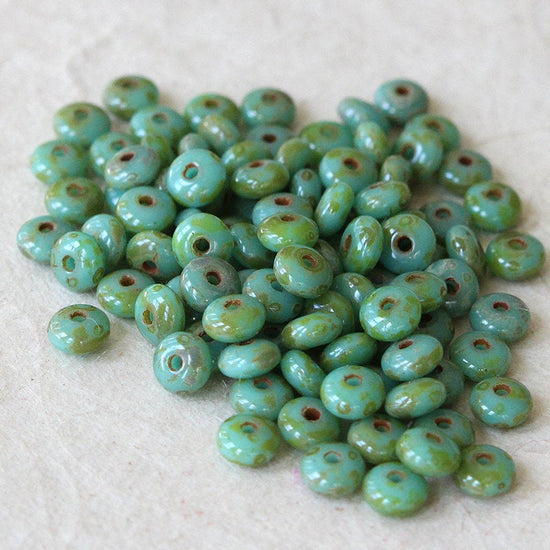 Load image into Gallery viewer, 4mm Rondelle Beads - Turquoise Picasso - CHOOSE AMOUNT
