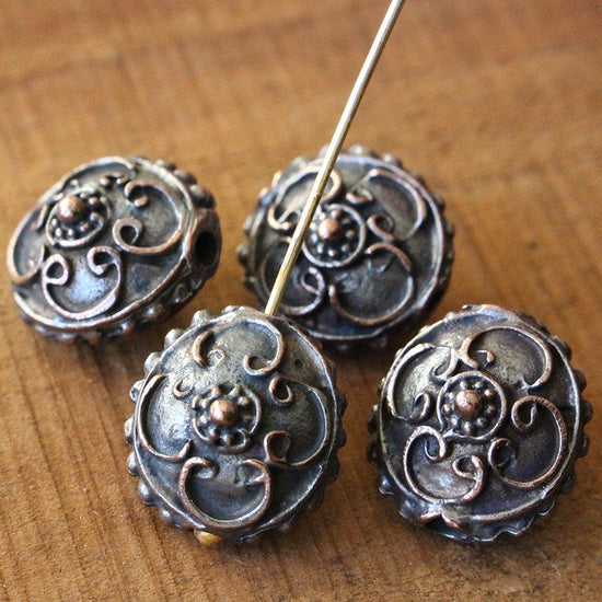 Load image into Gallery viewer, 15mm Mykonos Metal Saucer Beads - Antiqued Bronze
