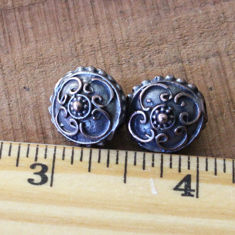 15mm Mykonos Metal Saucer Beads - Antiqued Bronze