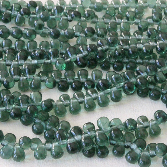 6x4mm Glass Teardrop Beads - Sage Green - 100 Beads