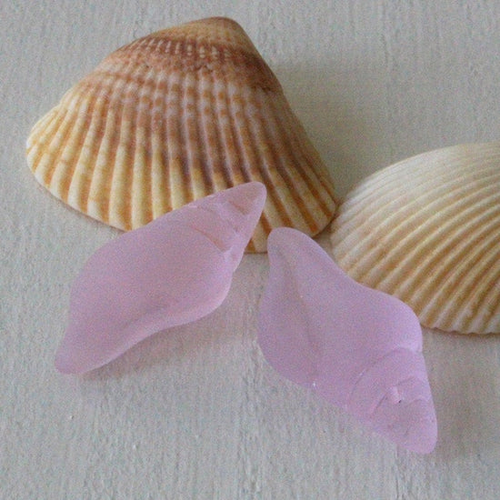 Load image into Gallery viewer, 12x26mm Frosted Glass Conch Shell Beads - Pink - 2 Beads
