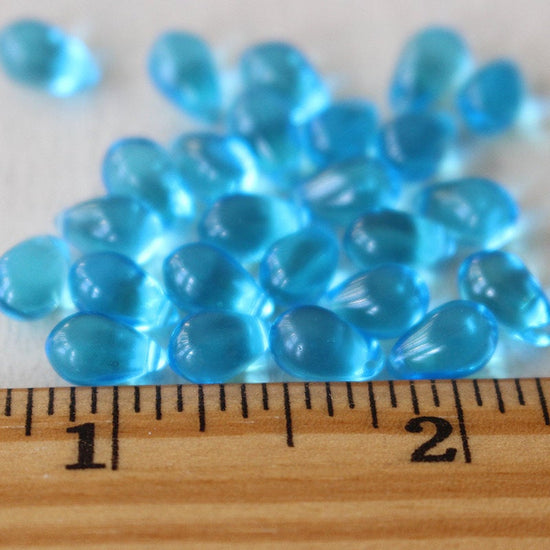 6x9mm Glass Teardrop Beads - Aquamarine - 50 Beads