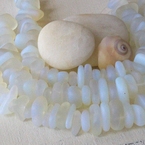 Frosted Glass Pebbles - Moonstone - 50 Beads