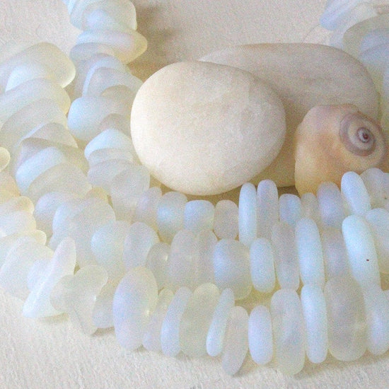 Frosted Glass Pebbles - Moonstone - 50 Beads