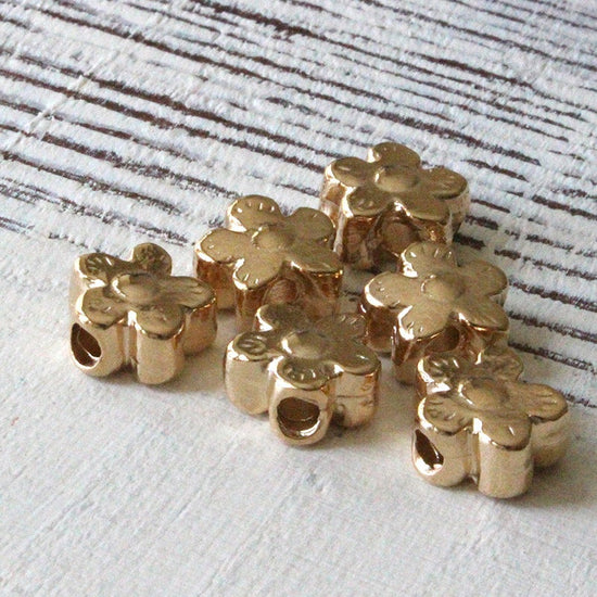 5x13mm Mykonos Metal Daisy Flower Beads - Gold