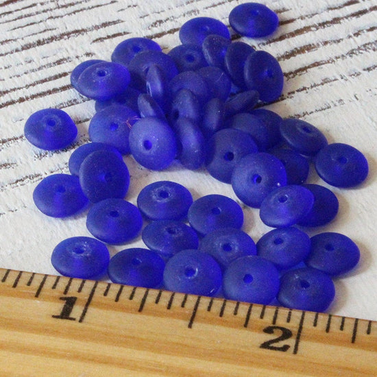 7mm Rondelle Beads - Cobalt Blue Matte - 100 Beads