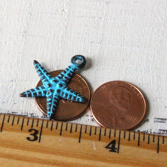 24mm Mykonos Metal Starfish Charm - Green Patina
