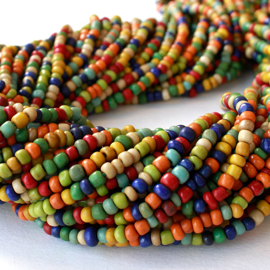 Rustic Indonesian Seed Beads - Bright Colorful Mix - 42 inches
