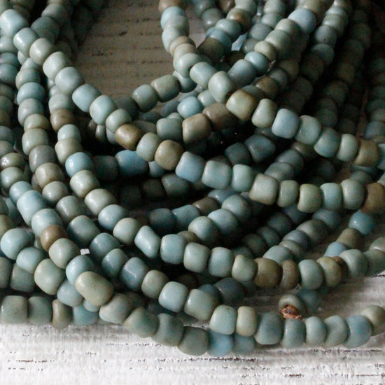 Rustic Indonesian Seed Beads - Teal - 42 inches