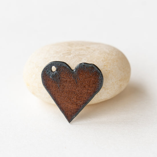 25mm Rusted Iron Heart Pendant - 1 Pendant