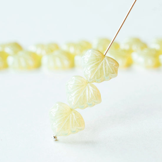 13mm Maple Leaf Beads -  Yellow Opaline Luster - 10 or 20 Beads