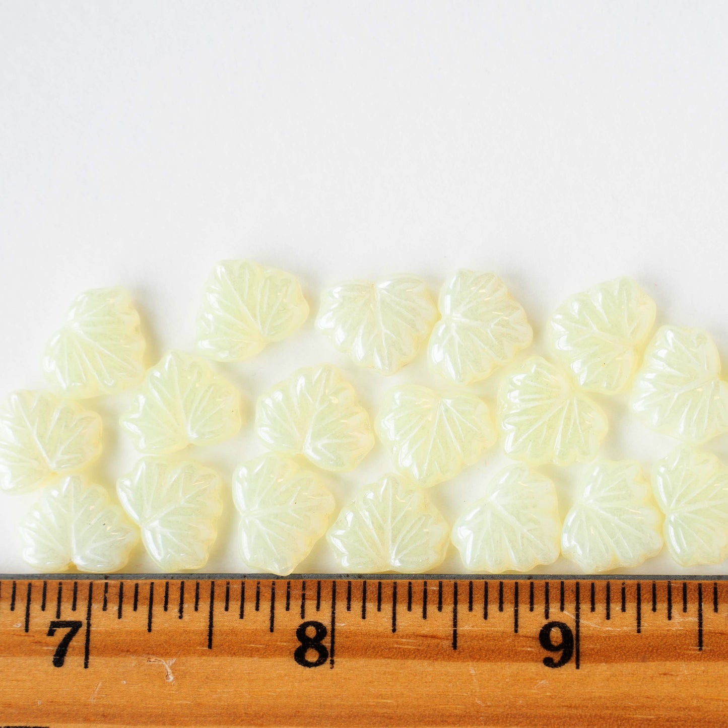 13mm Maple Leaf Beads -  Yellow Opaline Luster - 10 or 20 Beads