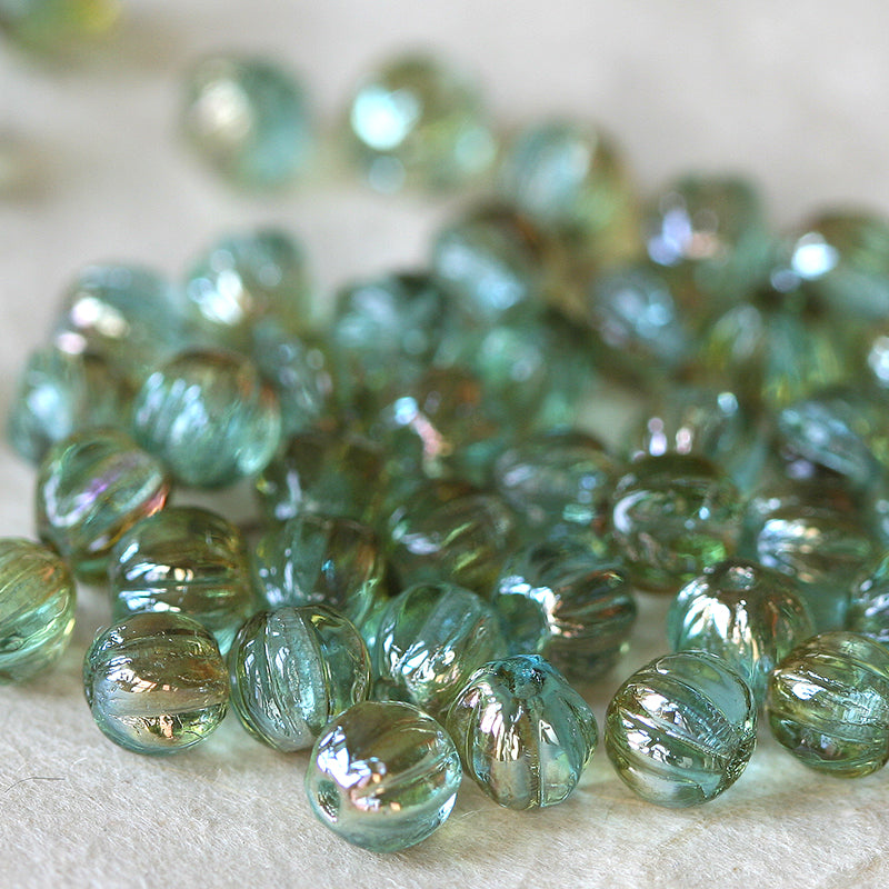 5mm Melon Bead - Seafoam Celsian - 100 Beads