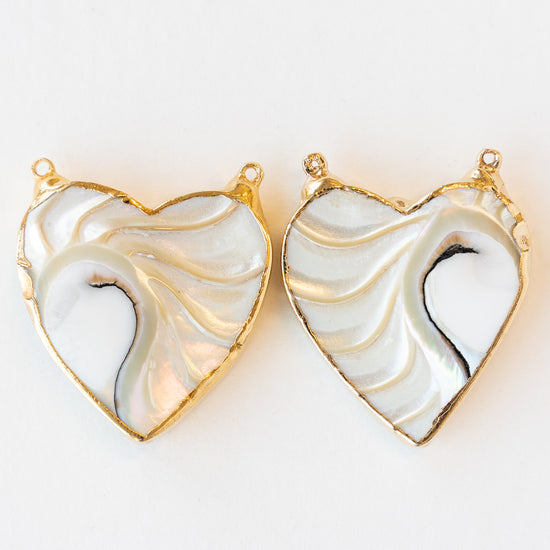 Mother of Pearl Heart Pendant with 14K Gold - 1 Pendant