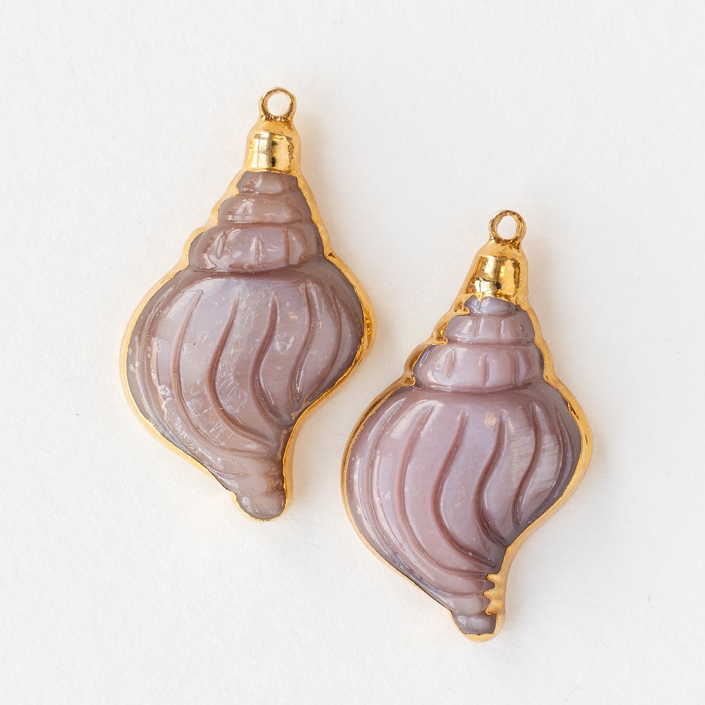 Pink Abalone Carved Shell Pendant with 14K Gold - 1 Pendant