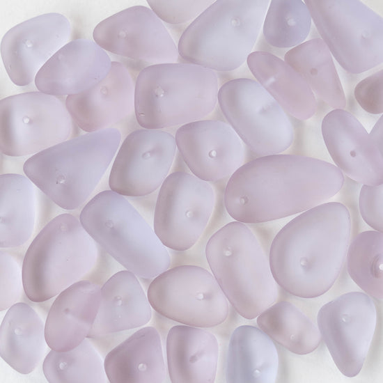 Frosted Glass Pebbles - Lilac - 50 Beads