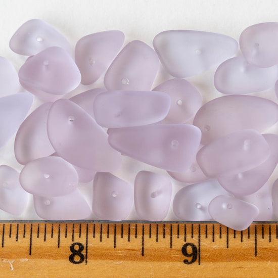 Frosted Glass Pebbles - Lilac - 50 Beads