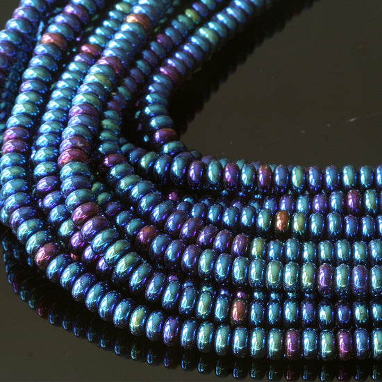 Load image into Gallery viewer, 4mm Rondelle Beads - Blue Iris - 100 beads
