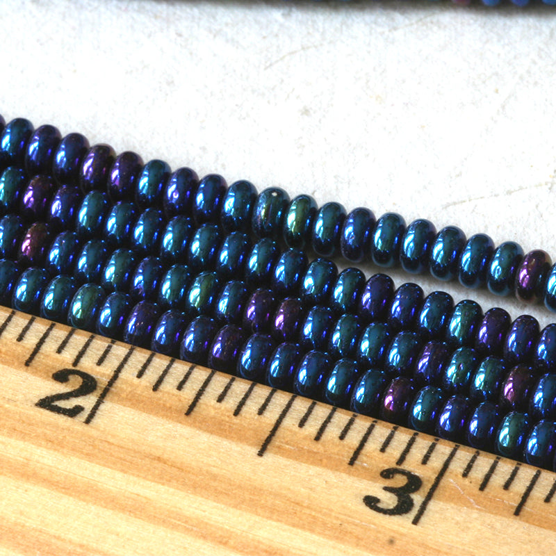 Load image into Gallery viewer, 4mm Rondelle Beads - Blue Iris - 100 beads

