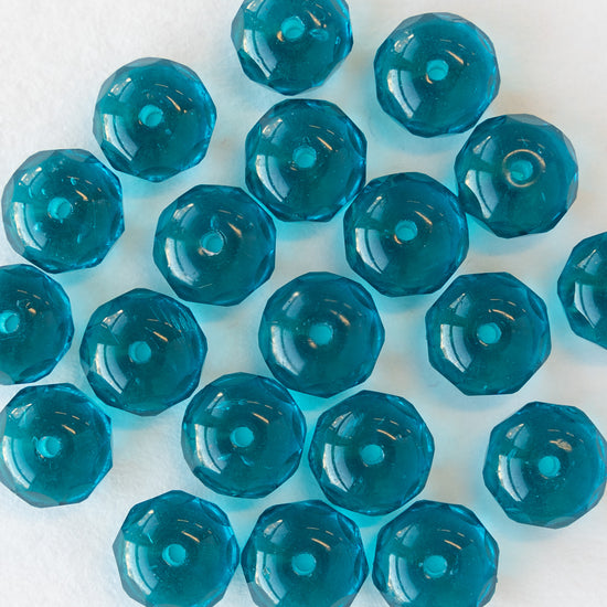 6x9mm Rondelle Beads - Dark Aqua Teal - 20 Beads