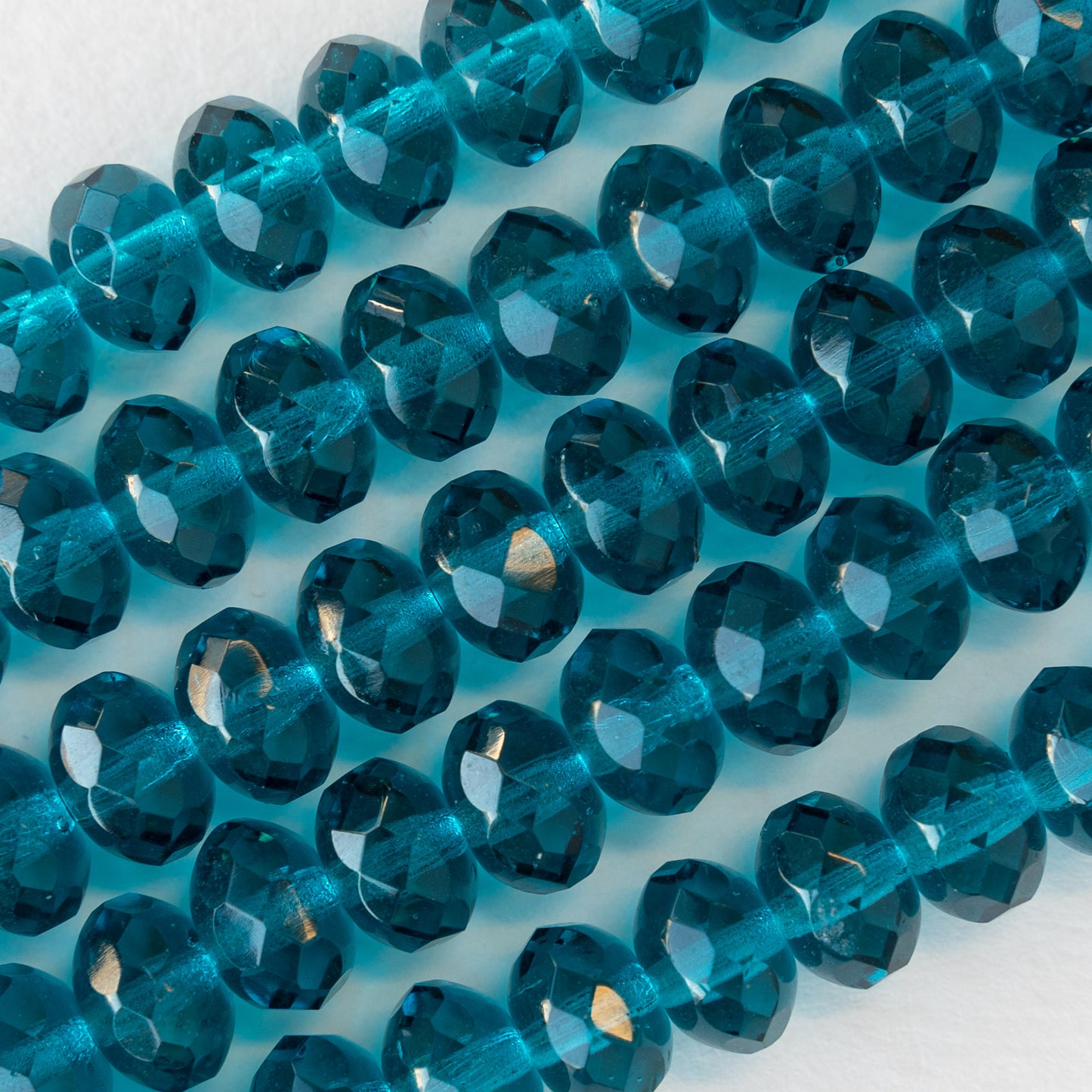 6x9mm Rondelle Beads - Dark Aqua Teal - 20 Beads