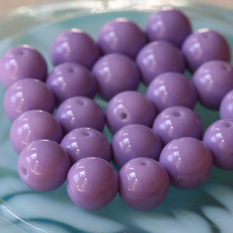 10mm Round Beads - Opaque Lilac - 10 or 20 Beads
