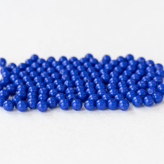 4mm Round Opaques - Blue - 100 Beads