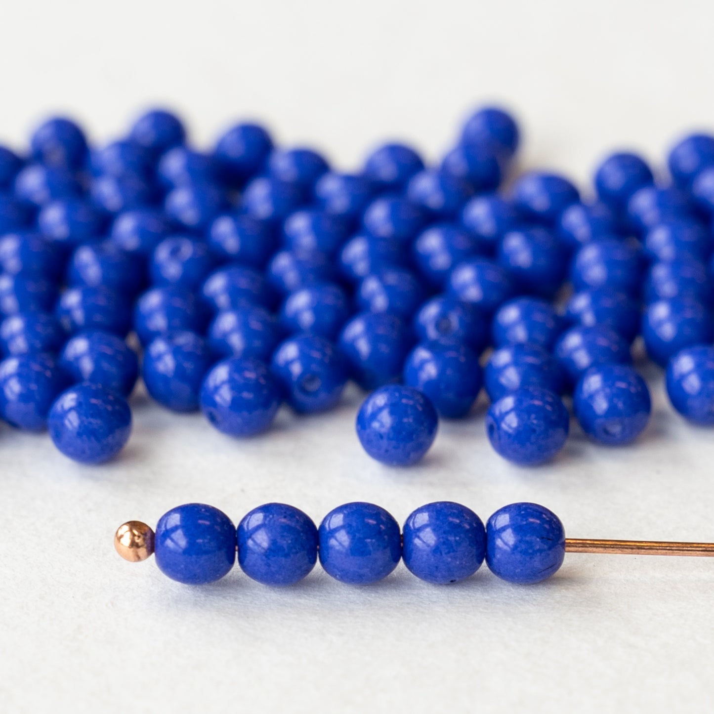 4mm Round Opaques - Blue - 100 Beads