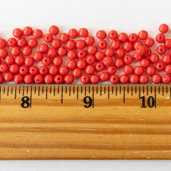 4mm Round Opaques - Red - 100 Beads