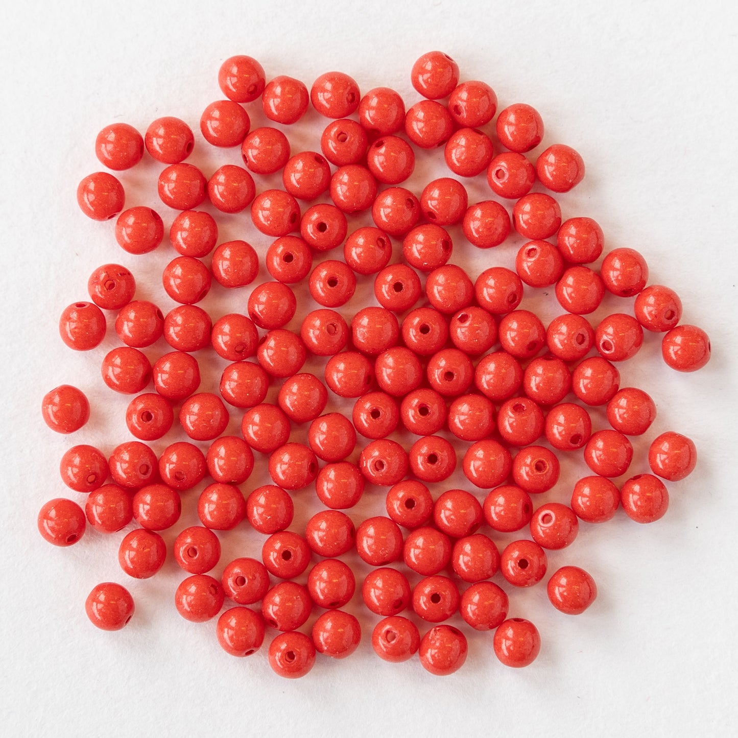 4mm Round Opaques - Red - 100 Beads