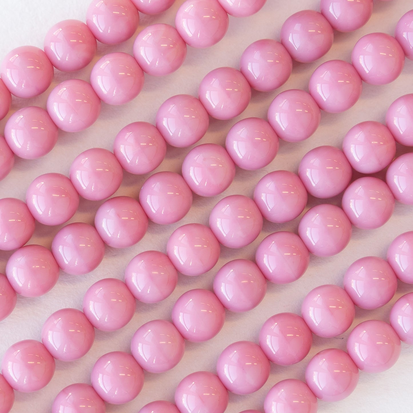 6mm Round Glass Beads - Pink - 20 Beads